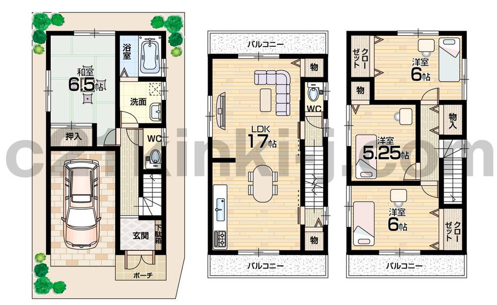 Floor plan. (No. 3 locations), Price 33,800,000 yen, 4LDK, Land area 60.42 sq m , Building area 114.06 sq m