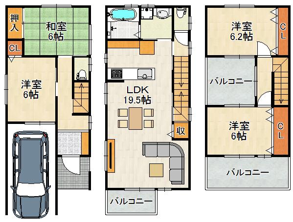 Building plan example (floor plan). Building plan example (No. 1 place) building price 18 million yen, Building area of ​​approximately 105.30 sq m