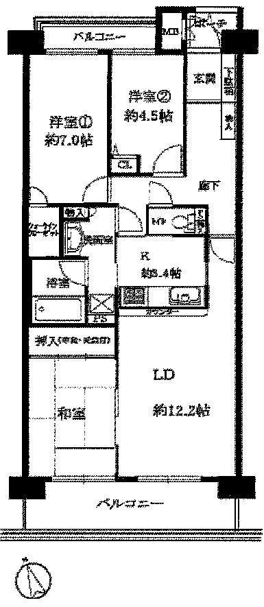 Floor plan. 3LDK, Price 25,900,000 yen, Occupied area 78.75 sq m , Balcony area 12.73 sq m