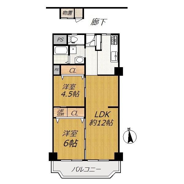 Floor plan. 2LDK, Price 12.3 million yen, Occupied area 57.94 sq m , Balcony area 8.07 sq m easy-to-use living.