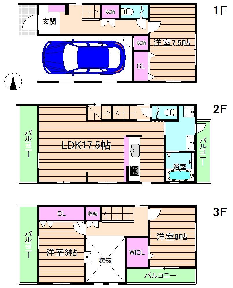 Floor plan. 37,800,000 yen, 3LDK, Land area 77.42 sq m , You can change because the building area of ​​99.33 sq m Free Plan