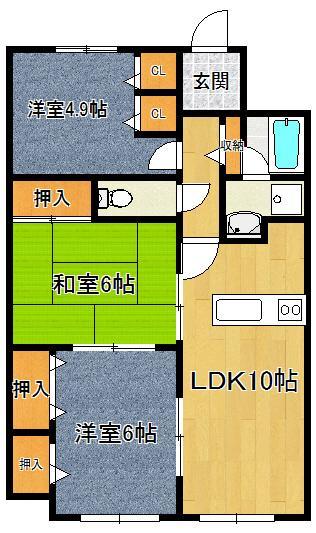 Floor plan. 3LDK, Price 17.8 million yen, Occupied area 61.64 sq m , Balcony area 8.04 sq m renovation completed ☆ Please look at the real thing by all means in the field!