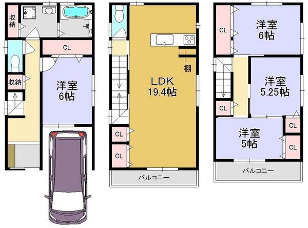 Floor plan. 31,800,000 yen, 4LDK, Land area 66.3 sq m , Building area 109.71 sq m