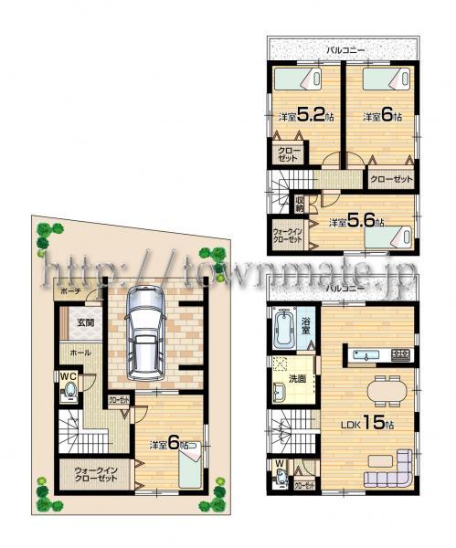 Floor plan. 32,800,000 yen, 4LDK, Land area 64.2 sq m , Building area 111.78 sq m Floor
