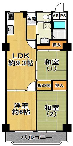Floor plan. 3DK, Price 13.8 million yen, Occupied area 57.94 sq m , Balcony area 8.07 sq m