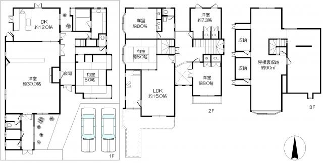 Floor plan. 88 million yen, 6LDK, Land area 278.63 sq m , Is a floor plan of the building area 354.13 sq m 6LDK + LDK