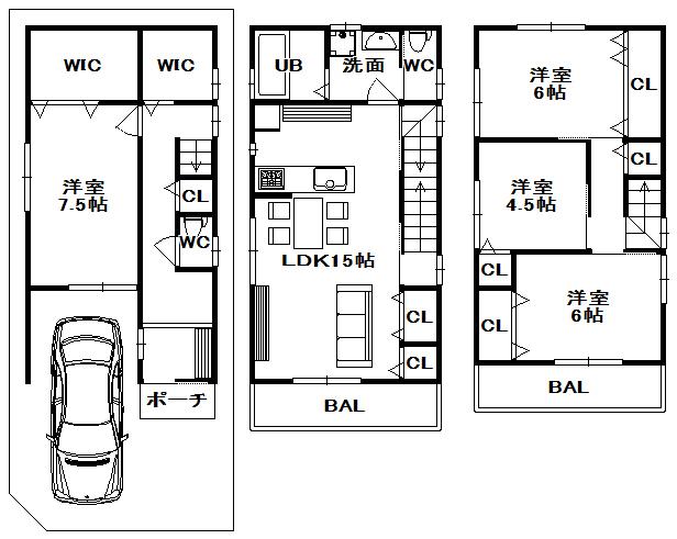 Floor plan. (C No. land), Price 29,800,000 yen, 4LDK, Land area 66.24 sq m , Building area 109.71 sq m
