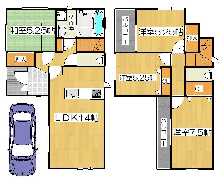 Floor plan. (No. 1 point), Price 27,800,000 yen, 4LDK, Land area 86.68 sq m , Building area 89.84 sq m