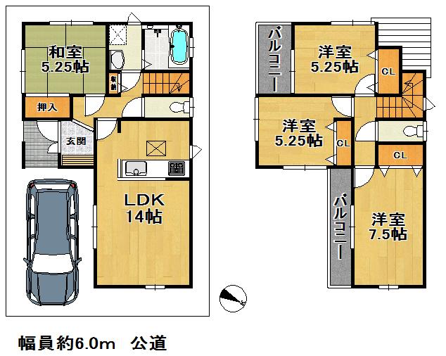 Floor plan. (1 Building), Price 27,800,000 yen, 4LDK, Land area 86.68 sq m , Building area 89.84 sq m