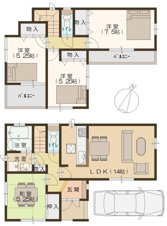 Floor plan. 27,800,000 yen, 4LDK, Land area 86.68 sq m , Building area 89.84 sq m floor plan