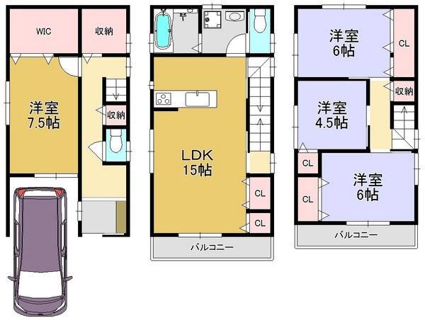 Floor plan. 29,800,000 yen, 4LDK, Land area 66.24 sq m , Building area 109.71 sq m