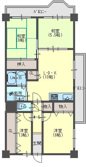 Floor plan. 4LDK, Price 16,970,000 yen, Footprint 72 sq m , Balcony area 13.85 sq m renovation completed