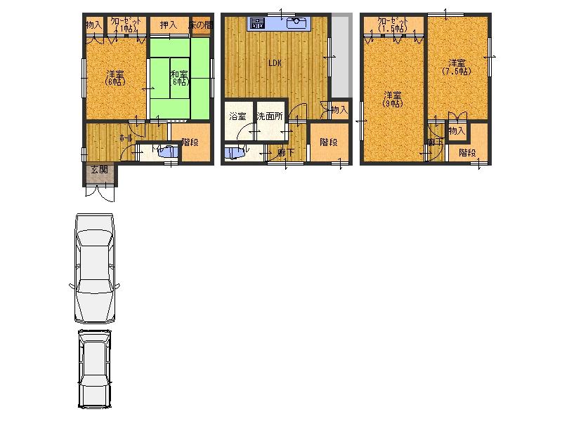 Floor plan. 15.8 million yen, 4LDK, Land area 65.57 sq m , Building area 100.27 sq m