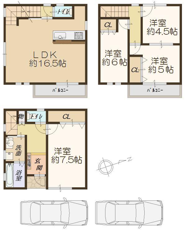 Floor plan. 28.8 million yen, 4LDK, Land area 69.03 sq m , Building area 91.12 sq m   [Floor plan] 