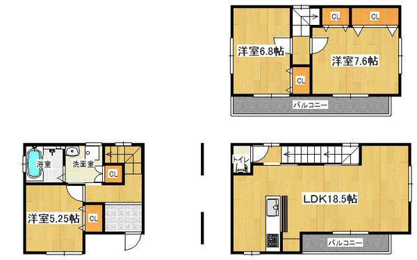 Floor plan. 22,800,000 yen, 4LDK, Land area 78.66 sq m , Building area 102.25 sq m