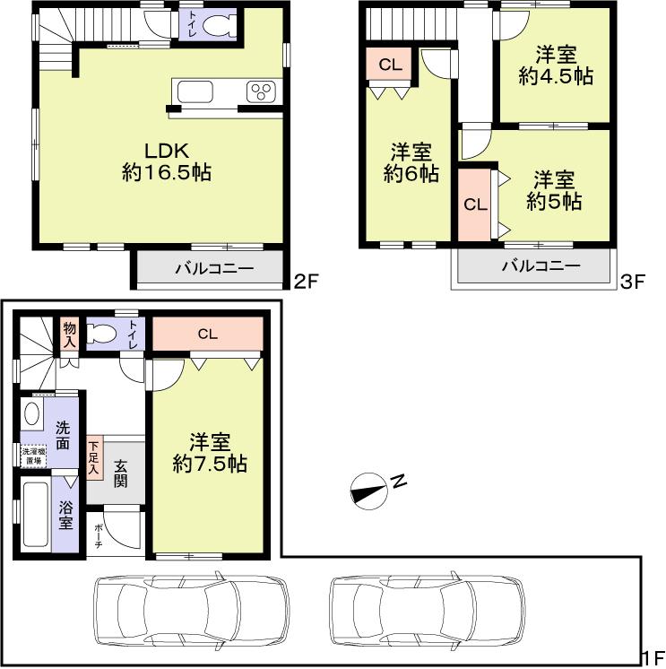 Floor plan. 28.8 million yen, 4LDK, Land area 69.03 sq m , Building area 91.12 sq m