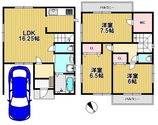 Floor plan. 28.8 million yen, 3LDK, Land area 84.65 sq m , Building area 94.81 sq m All rooms 6 quires more relaxed plan!