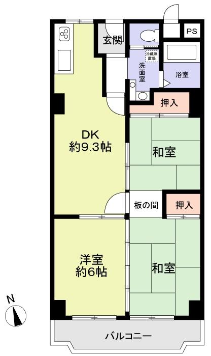 Floor plan. 3DK, Price 13.8 million yen, Occupied area 57.94 sq m , Balcony area 8.07 sq m