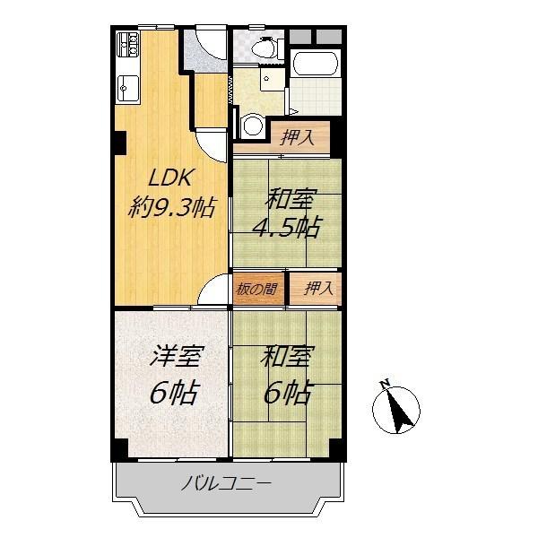 Floor plan. 3LDK, Price 13.8 million yen, Occupied area 57.94 sq m , Balcony area 8.07 sq m renovated. The room is shiny.