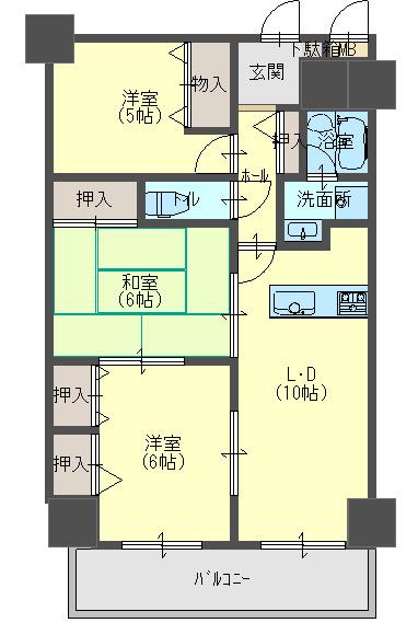 Floor plan. 3LDK, Price 17.8 million yen, Occupied area 61.64 sq m , Balcony area 8.04 sq m renovation completed! ! Property is shiny