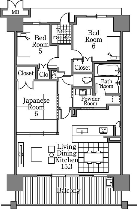 Floor plan. 3LDK, Price 25,500,000 yen, Occupied area 70.32 sq m , Balcony area 12.92 sq m