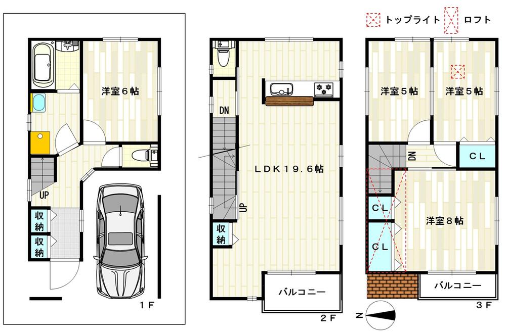 Floor plan. 28.8 million yen, 4LDK, Land area 61.31 sq m , Building area 116.5 sq m