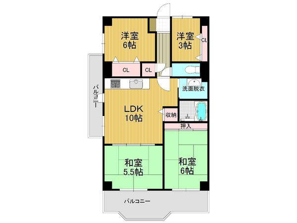 Floor plan. 4LDK, Price 16,970,000 yen, Footprint 72 sq m , Balcony area 13.85 sq m storage space 5 places, Residence of 4LDK