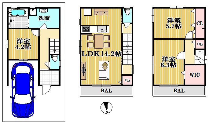 Floor plan. (A No. land), Price 30,800,000 yen, 3LDK, Land area 50.55 sq m , Building area 89.84 sq m