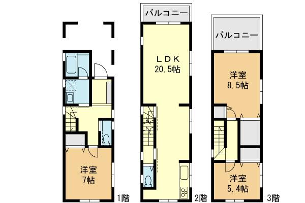 Floor plan. 33,800,000 yen, 3LDK, Land area 95.7 sq m , Building area 106.65 sq m Floor