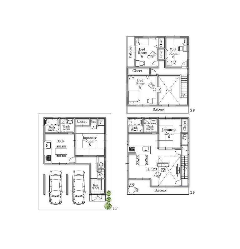 Floor plan. 64,800,000 yen, 5LDDKK, Land area 98.8 sq m , Floor plan is freedom in building area 156.33 sq m Free Plan