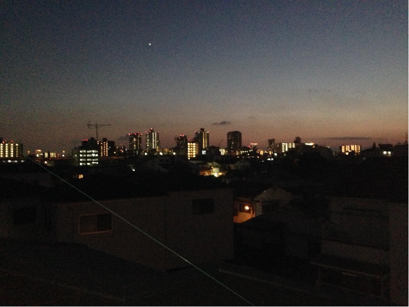 Hill photo. Night view from the model house roof