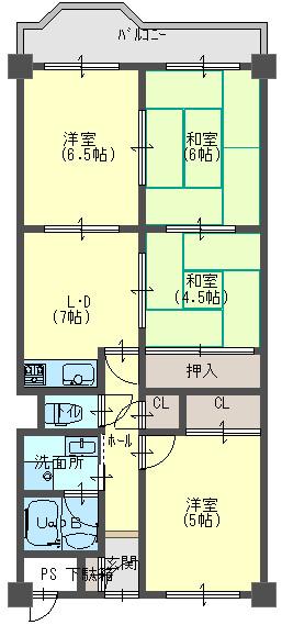 Floor plan. 4DK, Price 13,900,000 yen, Occupied area 68.37 sq m , Day Shanshan good Floor balcony area 7.7 sq m usability