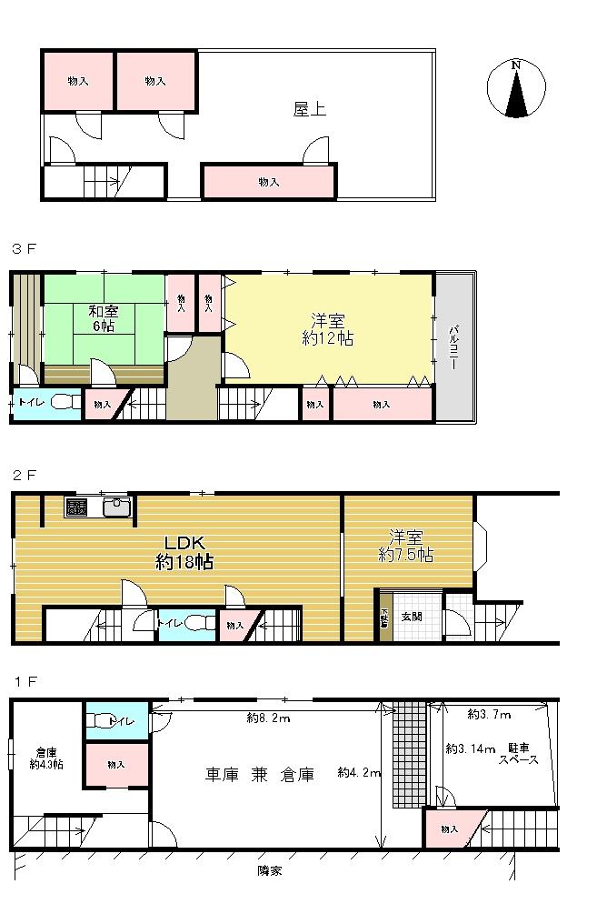 Floor plan. 25,800,000 yen, 3LDK, Land area 75.37 sq m , Building area 149.56 sq m