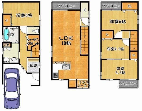 Floor plan. 29,800,000 yen, 4LDK, Land area 60.96 sq m , Building area 95.09 sq m