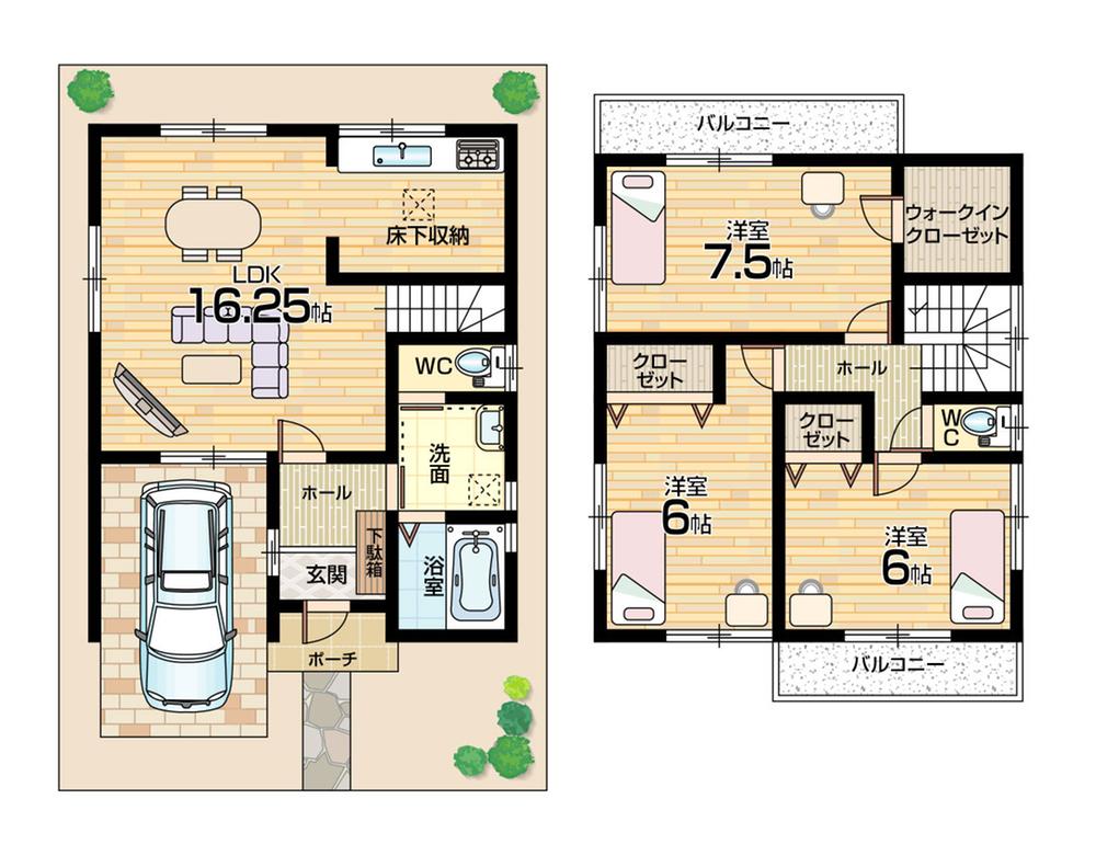 Floor plan. 28.8 million yen, 3LDK + S (storeroom), Land area 84.65 sq m , Building area 87.36 sq m floor plan 4LDK! All rooms 6 quires more!