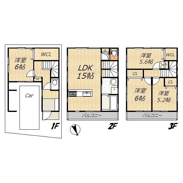 Floor plan. 32,800,000 yen, 4LDK, Land area 64.2 sq m , Bright because the building area 111.78 sq m neighborhood of low buildings.
