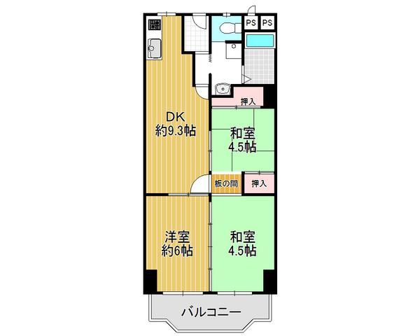 Floor plan. 3DK, Price 13.8 million yen, Occupied area 57.94 sq m , Balcony area 8.07 sq m south balcony, 3DK