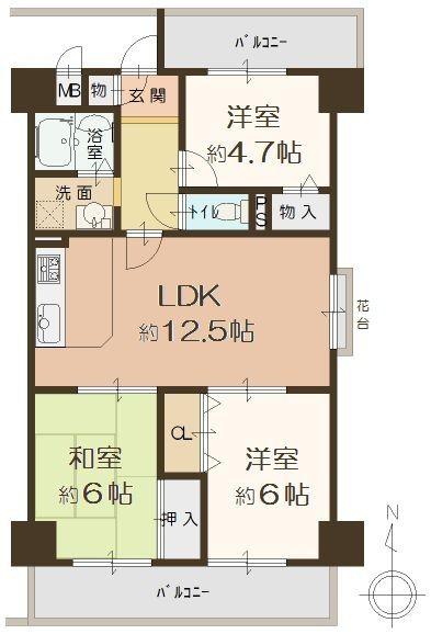 Floor plan. 3LDK, Price 12.4 million yen, Footprint 65.2 sq m , Balcony area 15.97 sq m   [Floor plan]