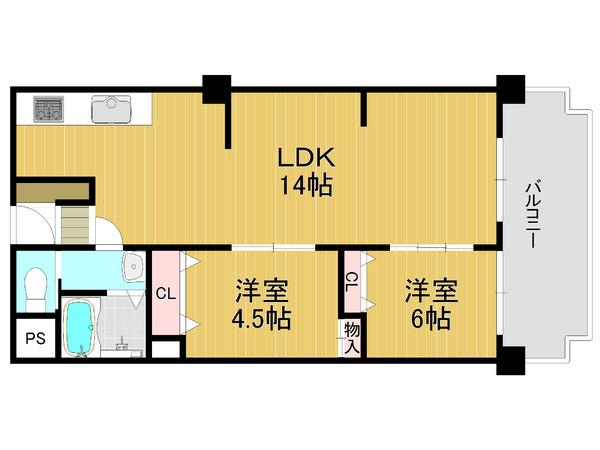 Floor plan. 2LDK, Price 12.3 million yen, Occupied area 57.94 sq m , Spacious living space on the balcony area 8.07 sq m whole room with storage space ☆