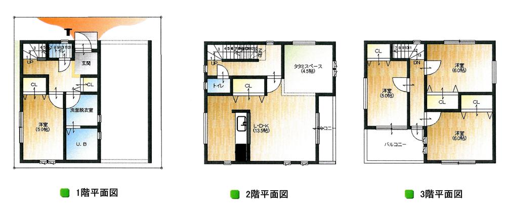 Floor plan. (No. 7 locations), Price 34,800,000 yen, 5LDK, Land area 61.98 sq m , Building area 101.03 sq m