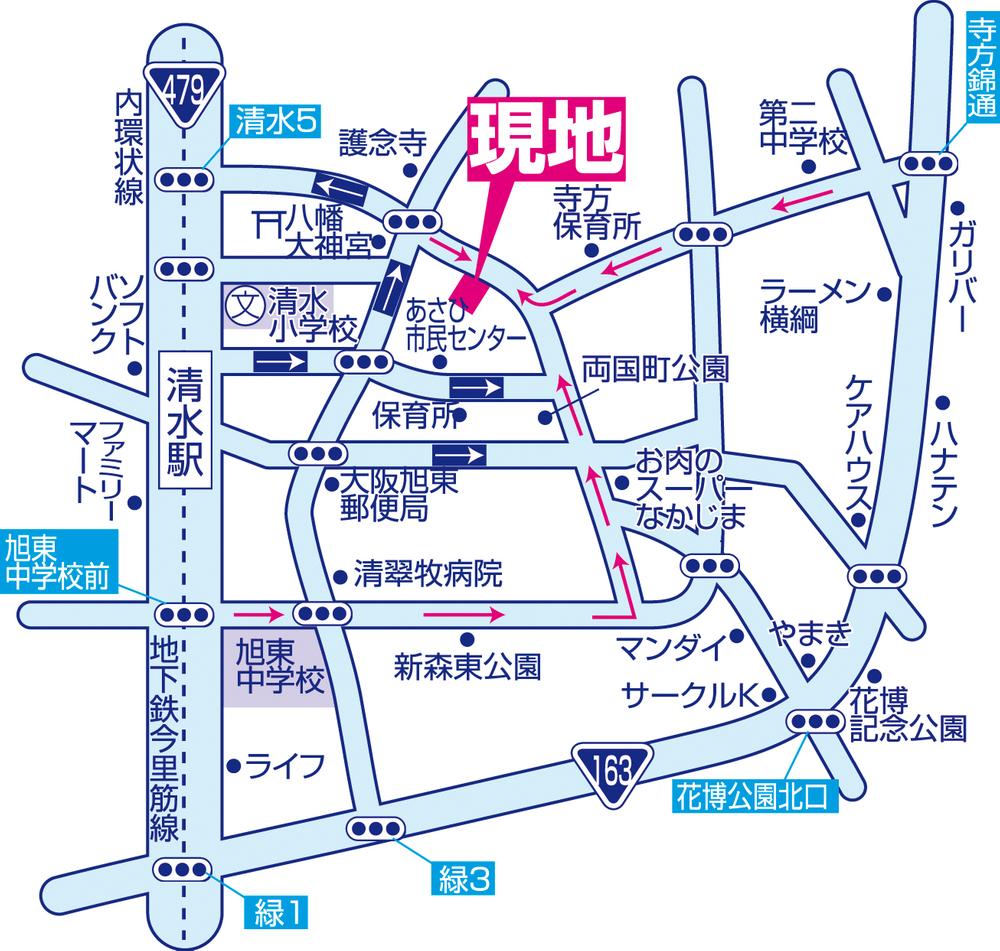 Local guide map. station, Educational institutions, Shopping facilities close! Please come to mark our blue climbing.