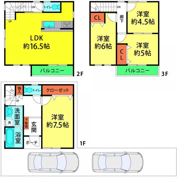 Floor plan. 28.8 million yen, 4LDK, Land area 69.03 sq m , Building area 91.12 sq m