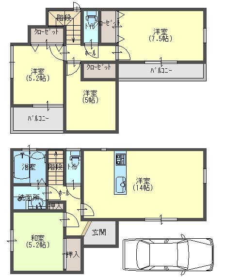 Floor plan. 27,800,000 yen, 4LDK, Land area 86.68 sq m , It is a building area of ​​89.84 sq m per day preeminent livable