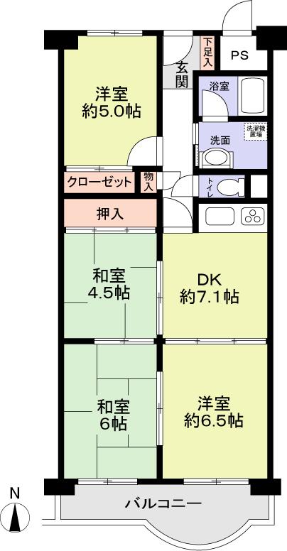 Floor plan. 4DK, Price 13,900,000 yen, Occupied area 68.37 sq m , Balcony area 7.7 sq m