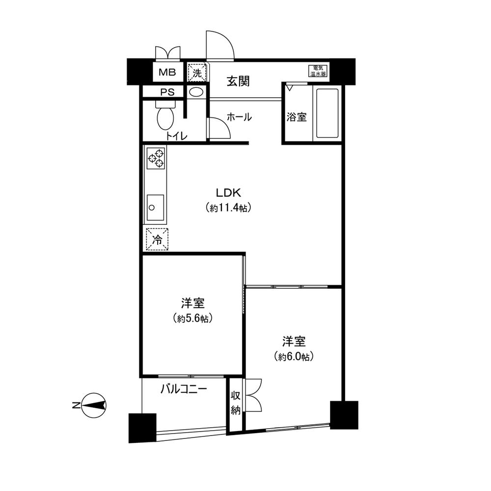 Floor plan. 2LDK, Price 13.8 million yen, Occupied area 51.33 sq m , Balcony area 3.34 sq m