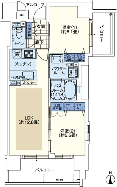 Floor: 2LDK, occupied area: 53.82 sq m, Price: 33.8 million yen