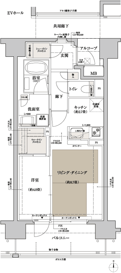Floor: 1LDK + SIC + WIC, the occupied area: 43.55 sq m, Price: 24.3 million yen