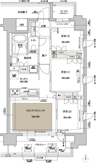 Floor: 3LDK, occupied area: 61.35 sq m, Price: 30.5 million yen