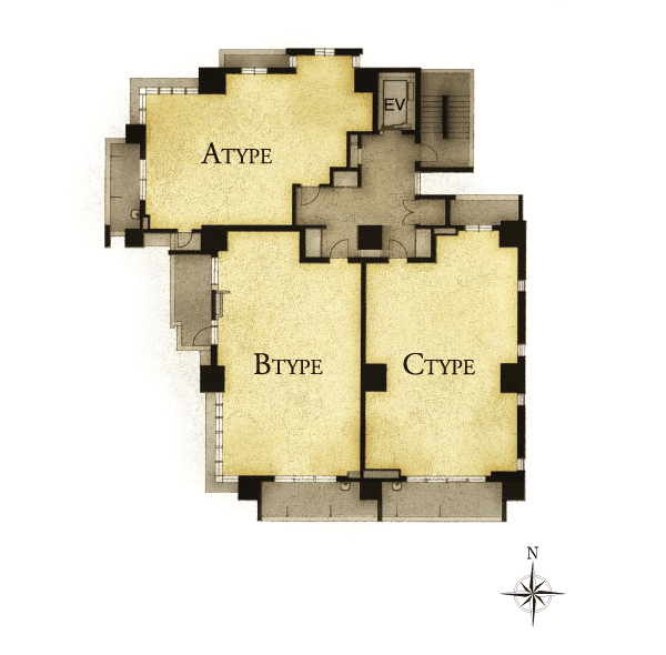 Features of the building.  [Floor layout] 1 floor 3 House only, Luxurious design that achieves all the mansion angle dwelling unit. It delivers a sense of openness and sunlight to one House one House (floor layout)