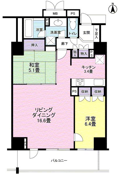 Floor plan. 2LDK, Price 32,800,000 yen, Footprint 73.3 sq m , Balcony area 11.65 sq m